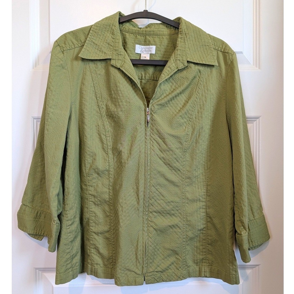 Christopher & Banks Vintage Textured Zip Cotton Jacket